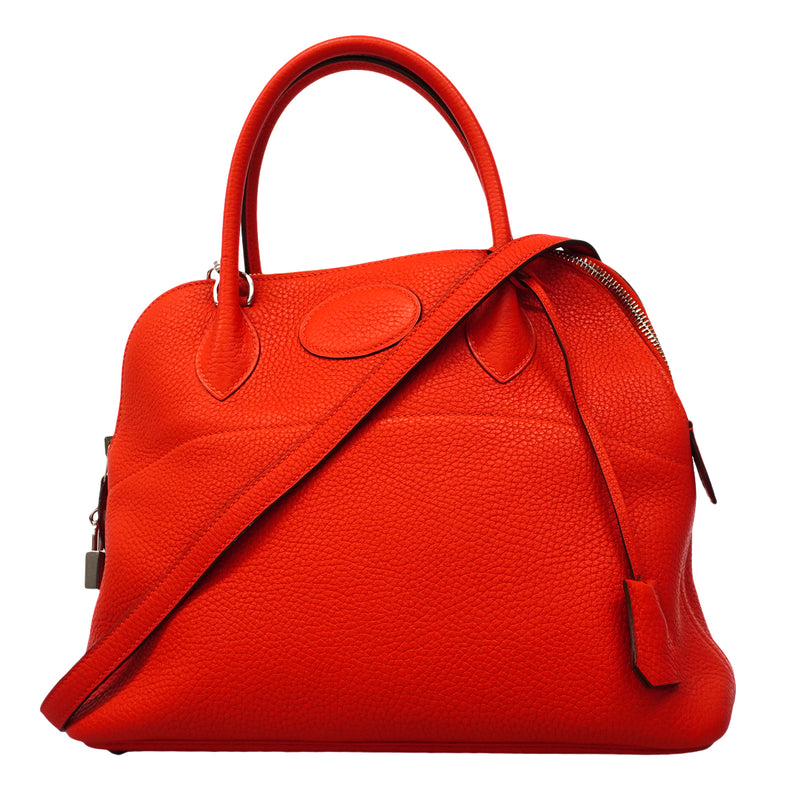 【6fa1900】エルメス ハンドバッグ ボリード31 トリヨンクレマンス ルージュトマト シルバー金具 C刻印【中古】レディース