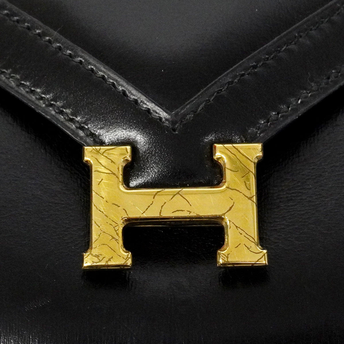 【6fa1901】エルメス ショルダーバッグ リディ ボックスカーフ ブラック ゴールド金具 ○O刻印【中古】