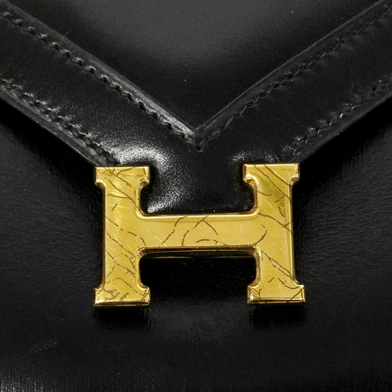 【6fa1901】エルメス ショルダーバッグ リディ ボックスカーフ ブラック ゴールド金具 ○O刻印【中古】