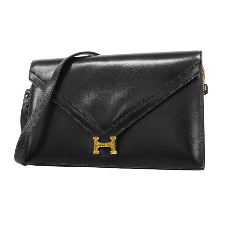 【6fa1901】エルメス ショルダーバッグ リディ ボックスカーフ ブラック ゴールド金具 ○O刻印【中古】