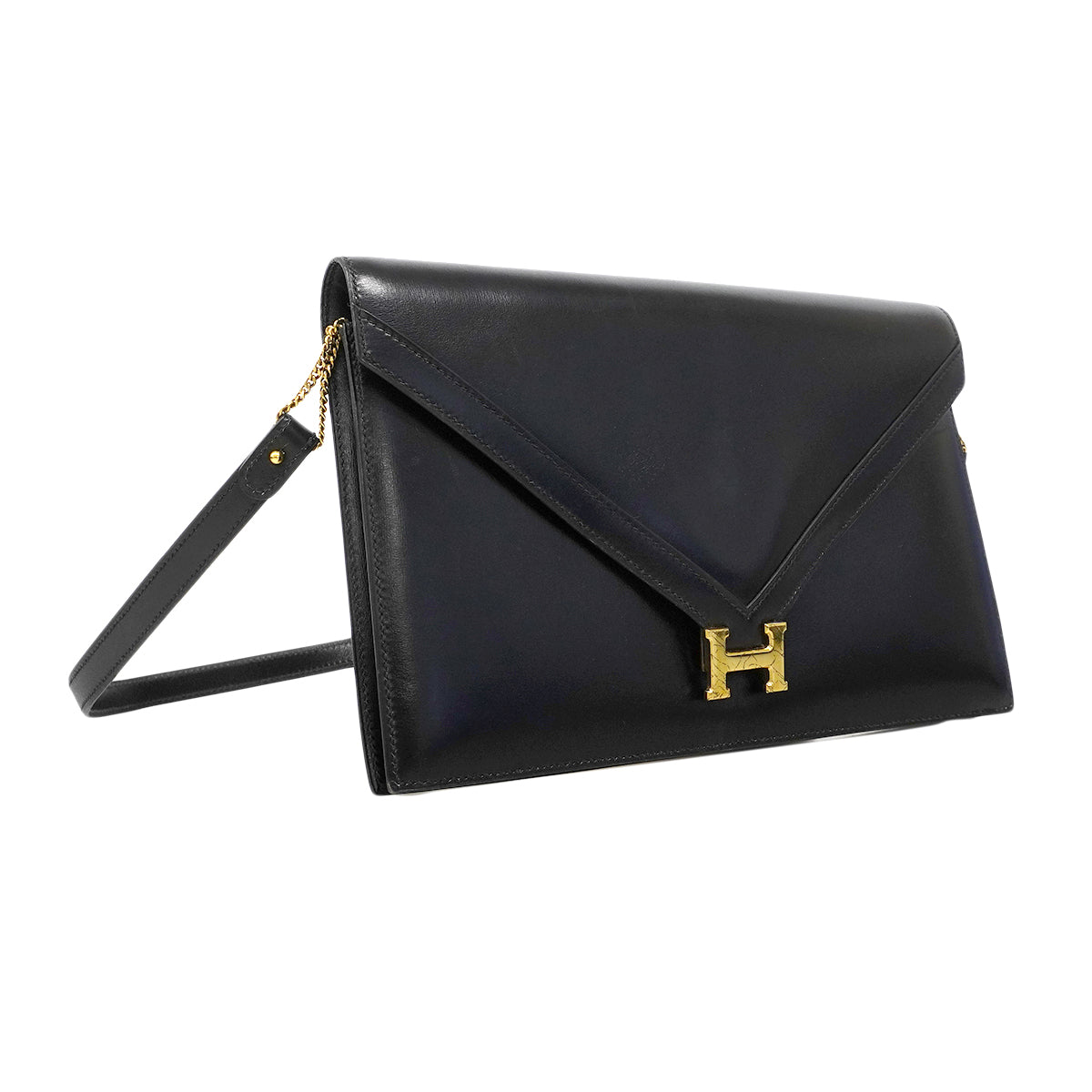 【6fa1901】エルメス ショルダーバッグ リディ ボックスカーフ ブラック ゴールド金具 ○O刻印【中古】
