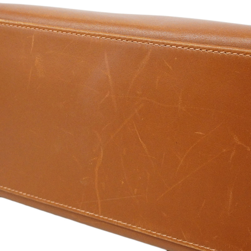 【6fa1902】エルメス ハンドバッグ ケリー32 ボックスカーフ シガール ゴールド金具 □F刻印【中古】レディース