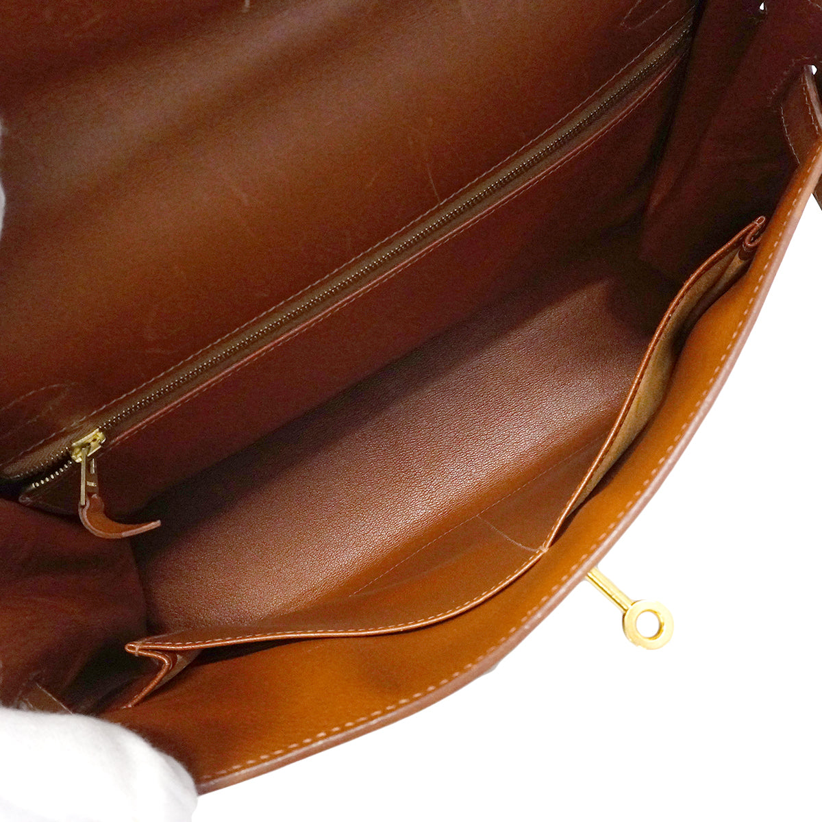 【6fa1902】エルメス ハンドバッグ ケリー32 ボックスカーフ シガール ゴールド金具 □F刻印【中古】レディース