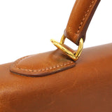 【6fa1902】エルメス ハンドバッグ ケリー32 ボックスカーフ シガール ゴールド金具 □F刻印【中古】レディース