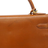 【6fa1902】エルメス ハンドバッグ ケリー32 ボックスカーフ シガール ゴールド金具 □F刻印【中古】レディース