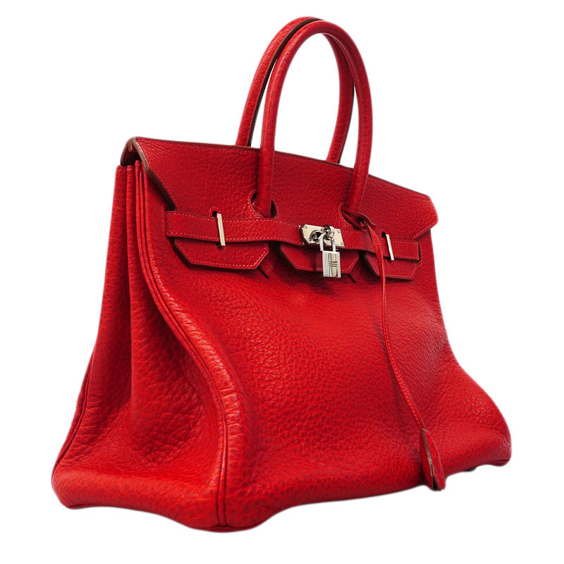 【6fa1903】エルメス ハンドバッグ バーキン35 ブッフルスキッパー ルージュヴィフ シルバー金具 □F刻印【中古】レディース
