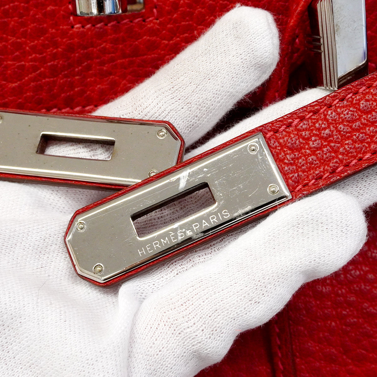 【6fa1903】エルメス ハンドバッグ バーキン35 ブッフルスキッパー ルージュヴィフ シルバー金具 □F刻印【中古】レディース