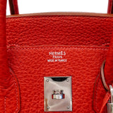 【6fa1903】エルメス ハンドバッグ バーキン35 ブッフルスキッパー ルージュヴィフ シルバー金具 □F刻印【中古】レディース