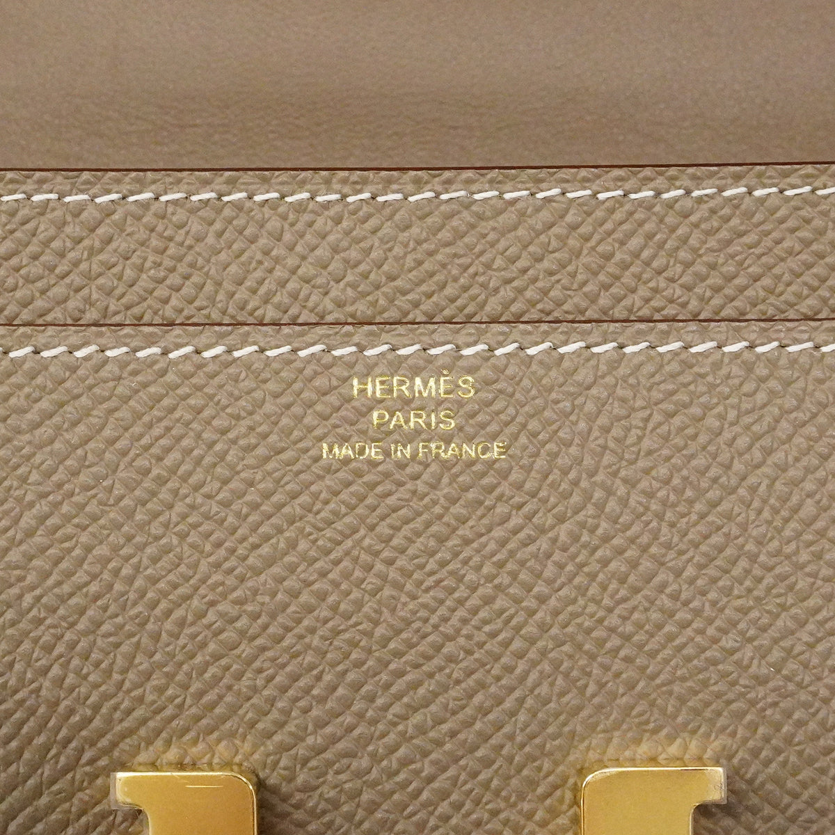 【6fa1905】エルメス ショルダーウォレット コンスタンストゥーゴー ヴォーエプソン エトゥープ ゴールド金具 K刻印【中古】レディース