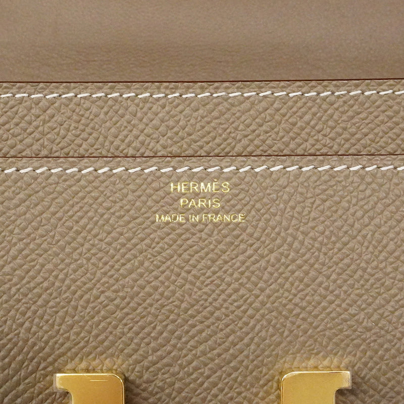 【6fa1905】エルメス ショルダーウォレット コンスタンストゥーゴー ヴォーエプソン エトゥープ ゴールド金具 K刻印【中古】レディース