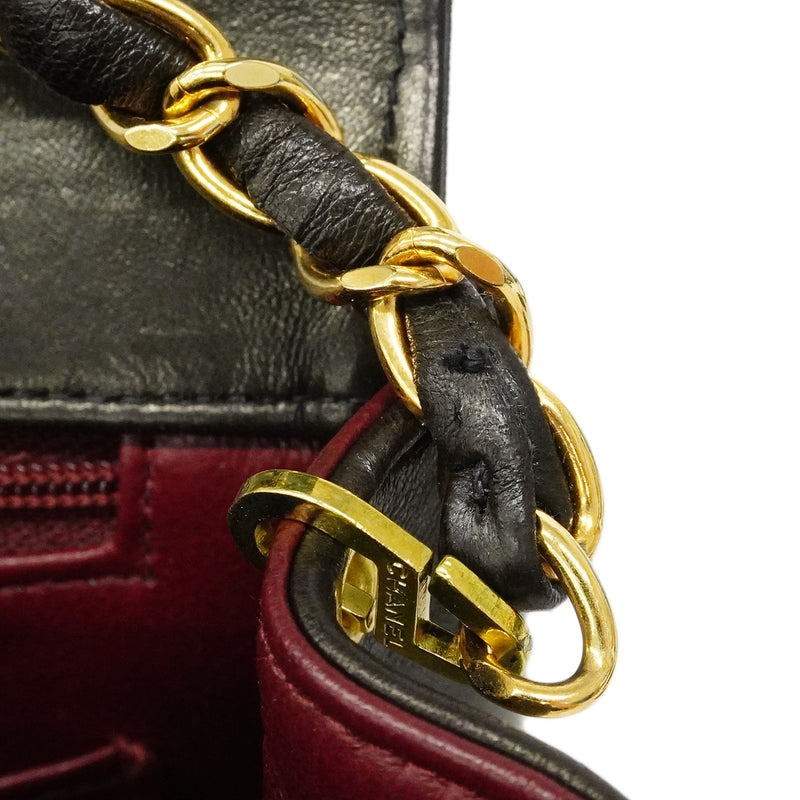 【6fa1910】シャネル ショルダーバッグ ダイアナ チェーンショルダー ラムスキン ブラック ゴールド金具【中古】レディース