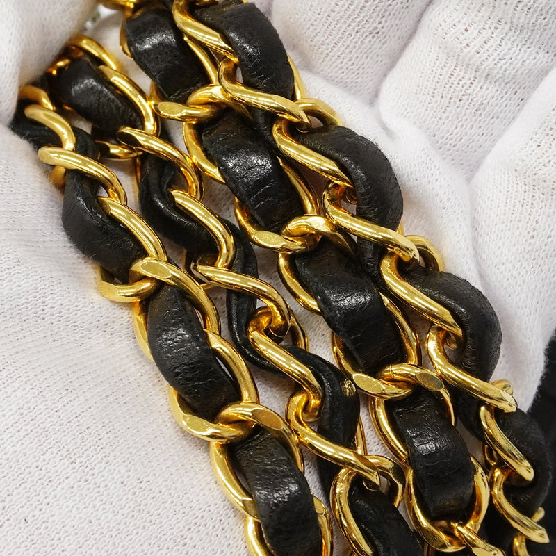 【6fa1910】シャネル ショルダーバッグ ダイアナ チェーンショルダー ラムスキン ブラック ゴールド金具【中古】レディース
