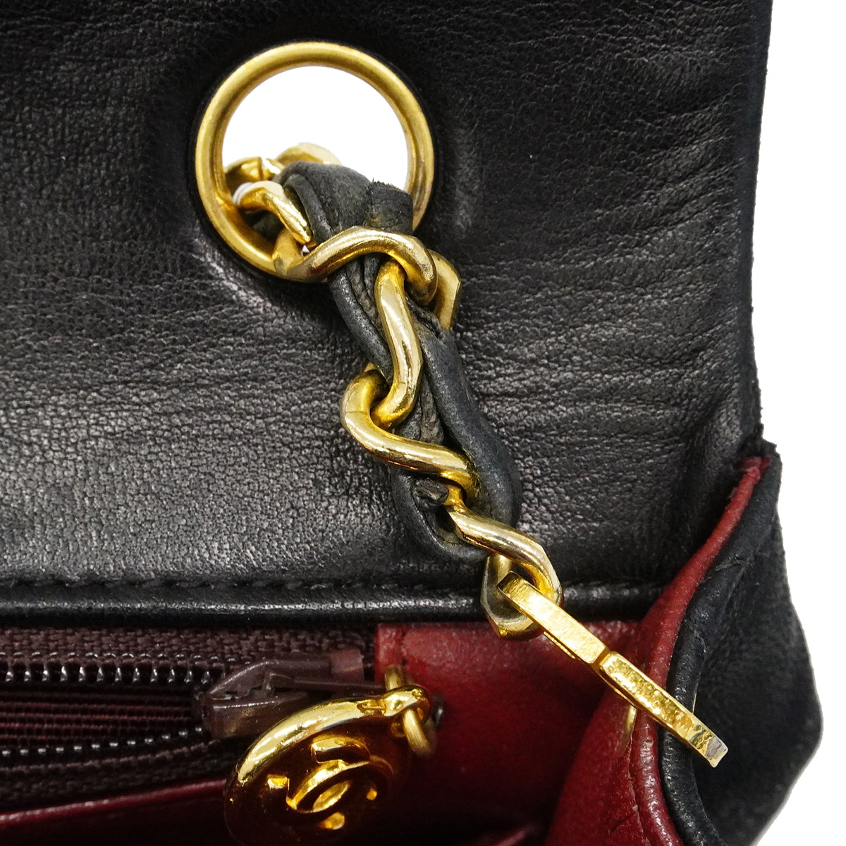 【6fa1916】シャネル ショルダーバッグ マトラッセ チェーンショルダー ラムスキン ブラック ゴールド金具【中古】レディース