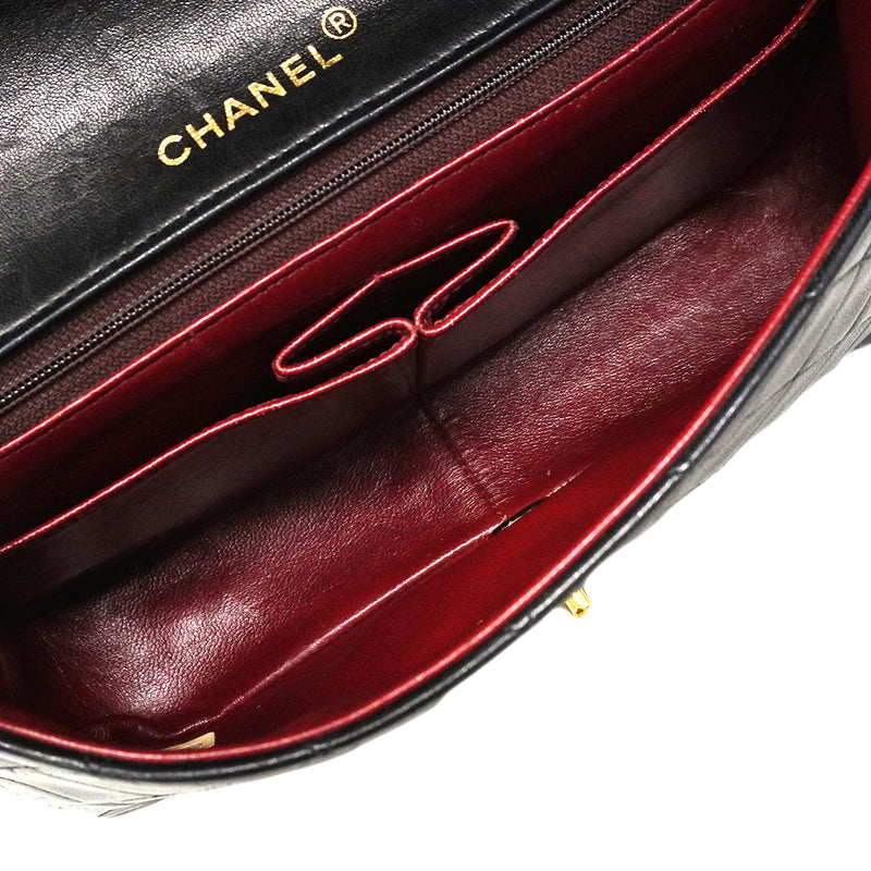 【6fa1916】シャネル ショルダーバッグ マトラッセ チェーンショルダー ラムスキン ブラック ゴールド金具【中古】レディース