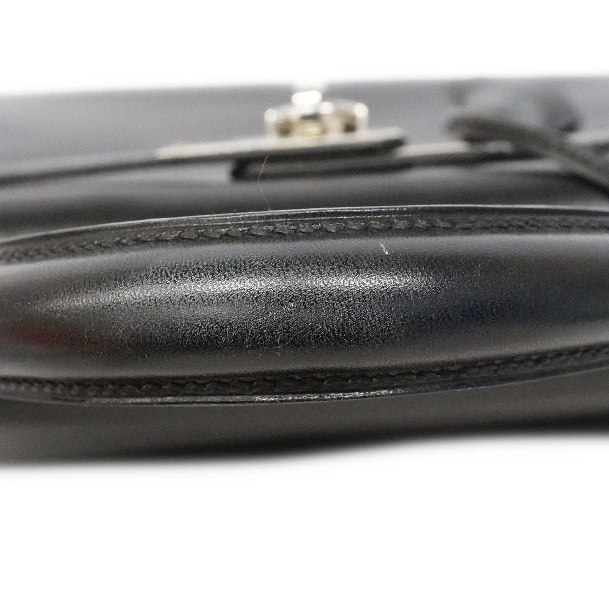 【6fa1918】エルメス ハンドバッグ ケリー28 ボックスカーフ ブラック シルバー金具 □G刻印【中古】レディース