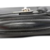 【6fa1918】エルメス ハンドバッグ ケリー28 ボックスカーフ ブラック シルバー金具 □G刻印【中古】レディース