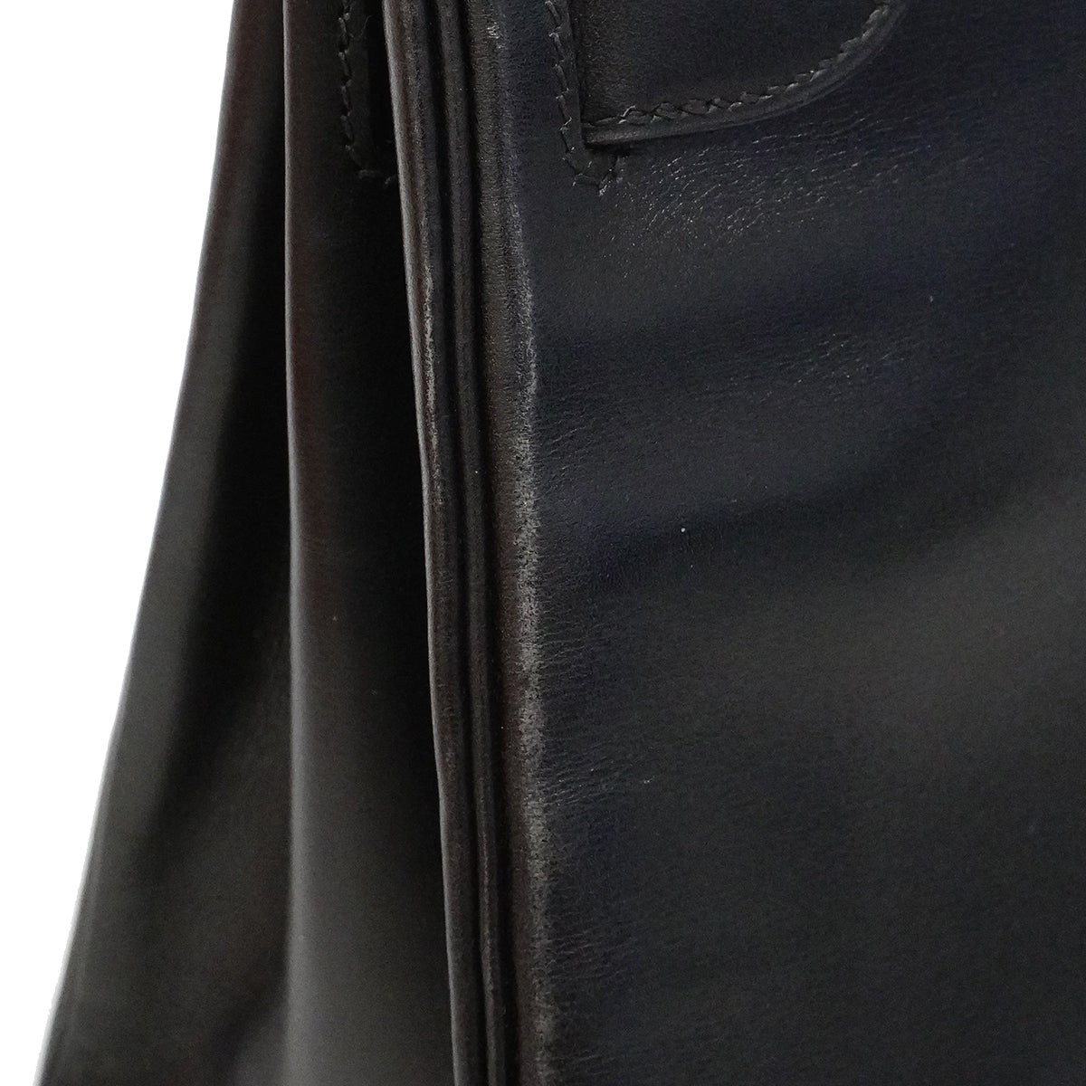【6fa1918】エルメス ハンドバッグ ケリー28 ボックスカーフ ブラック シルバー金具 □G刻印【中古】レディース