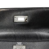 【6fa1918】エルメス ハンドバッグ ケリー28 ボックスカーフ ブラック シルバー金具 □G刻印【中古】レディース