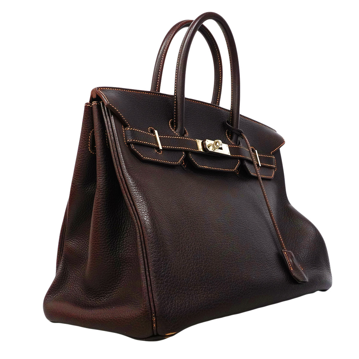 【6fa1919】エルメス ハンドバッグ バーキン35 ブッフル エベーヌ シルバー金具 □G刻印【中古】レディース