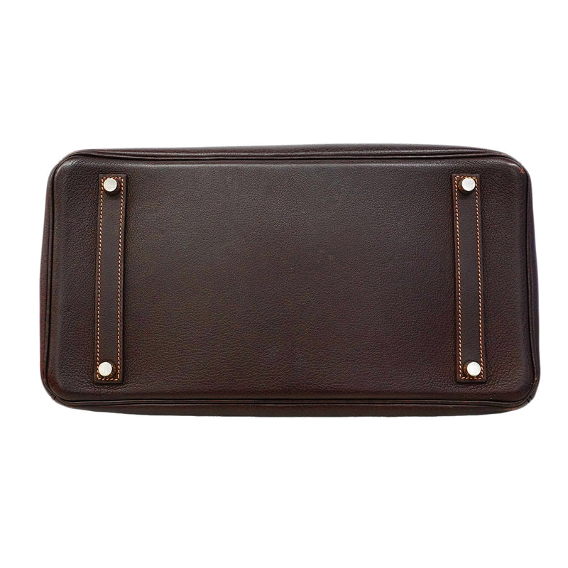 【6fa1919】エルメス ハンドバッグ バーキン35 ブッフル エベーヌ シルバー金具 □G刻印【中古】レディース