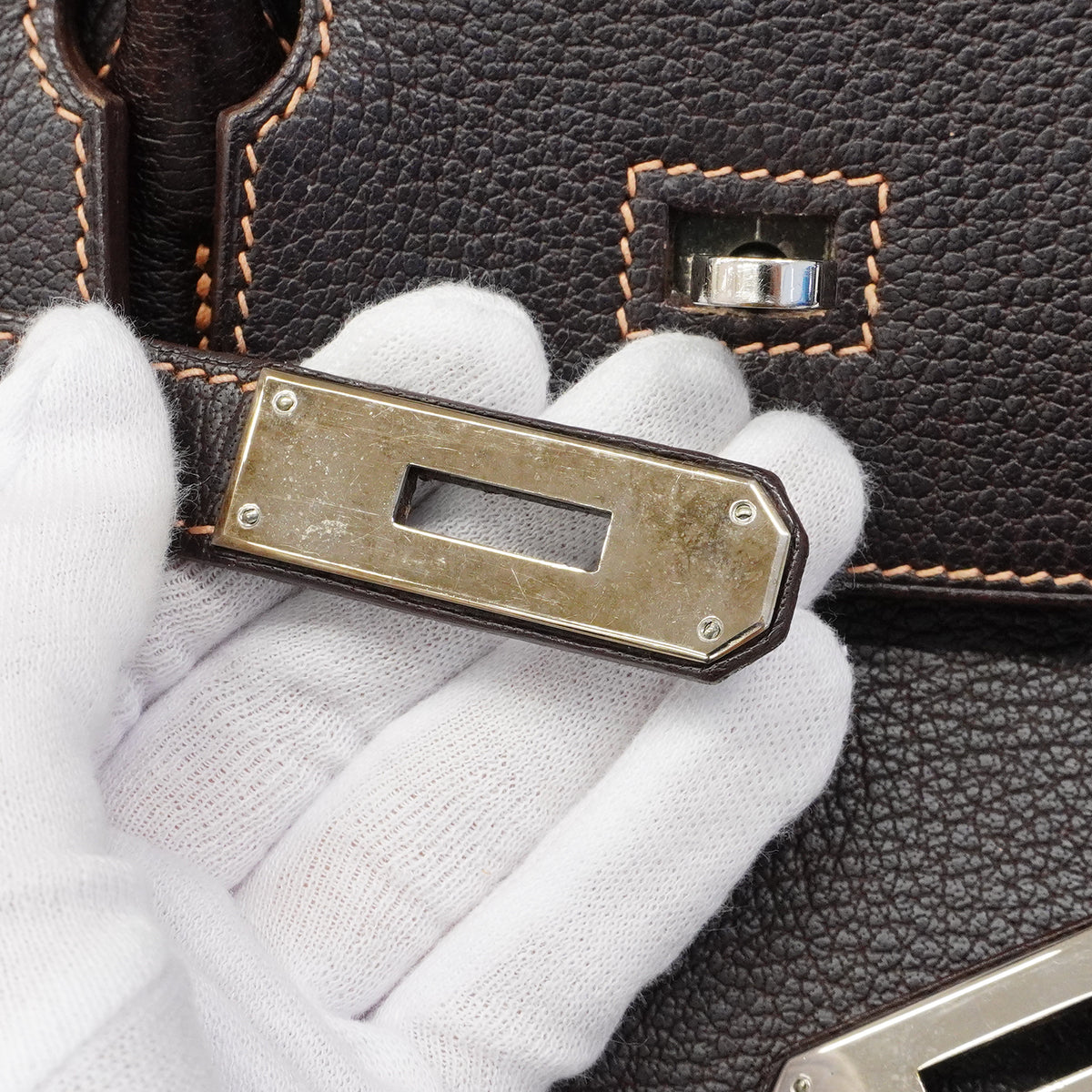【6fa1919】エルメス ハンドバッグ バーキン35 ブッフル エベーヌ シルバー金具 □G刻印【中古】レディース