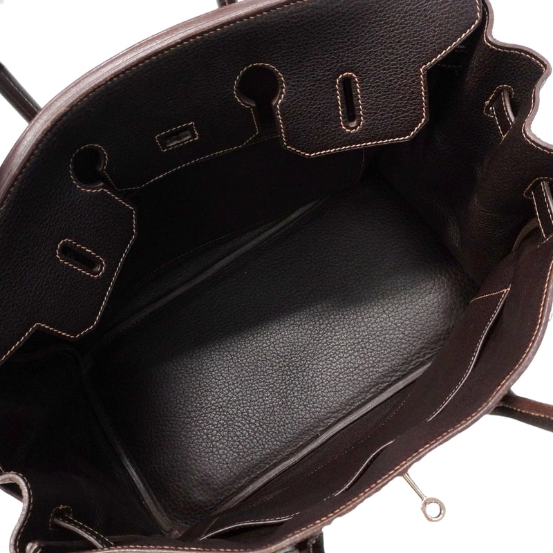 【6fa1919】エルメス ハンドバッグ バーキン35 ブッフル エベーヌ シルバー金具 □G刻印【中古】レディース