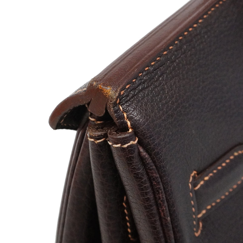 【6fa1919】エルメス ハンドバッグ バーキン35 ブッフル エベーヌ シルバー金具 □G刻印【中古】レディース