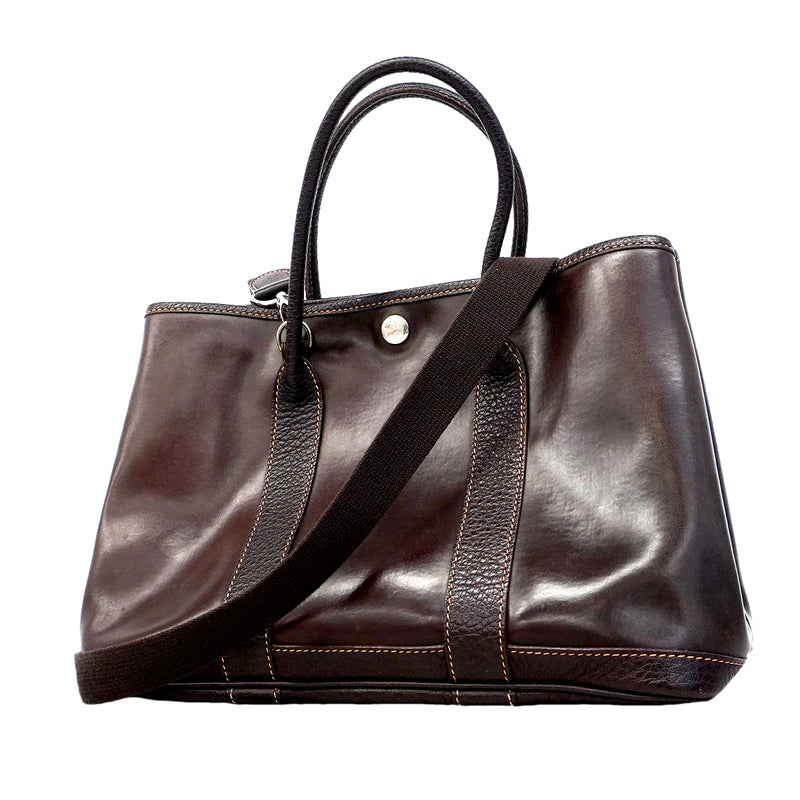 【6fa1920】エルメス ハンドバッグ ガーデンパーティTPM アマゾニア ブラウン シルバー金具 □H刻印 2wayバッグ【中古】レディース