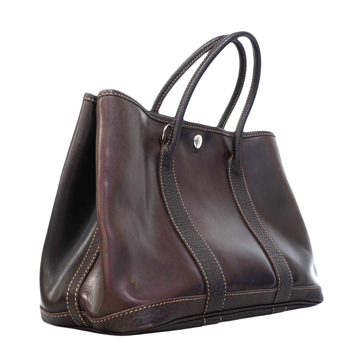 【6fa1920】エルメス ハンドバッグ ガーデンパーティTPM アマゾニア ブラウン シルバー金具 □H刻印 2wayバッグ【中古】レディース