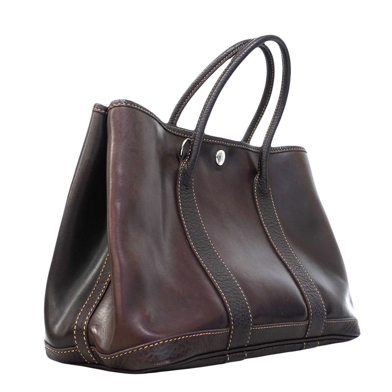 【6fa1920】エルメス ハンドバッグ ガーデンパーティTPM アマゾニア ブラウン シルバー金具 □H刻印 2wayバッグ【中古】レディース