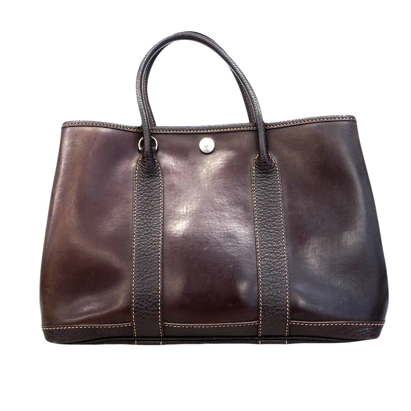 【6fa1920】エルメス ハンドバッグ ガーデンパーティTPM アマゾニア ブラウン シルバー金具 □H刻印 2wayバッグ【中古】レディース