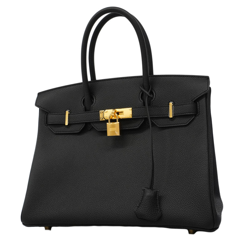 【6fa1924-g】エルメス ハンドバッグ バーキン30 トゴ ブラック ゴールド金具 G刻印【中古】レディース
