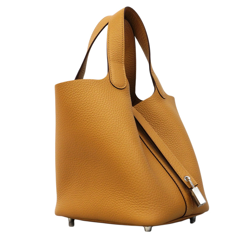【6fa1925】エルメス ハンドバッグ ピコタンロックPM トリヨンクレマンス タバックキャメル シルバー金具 K刻印【中古】レディース