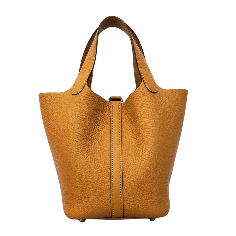 【6fa1925】エルメス ハンドバッグ ピコタンロックPM トリヨンクレマンス タバックキャメル シルバー金具 K刻印【中古】レディース