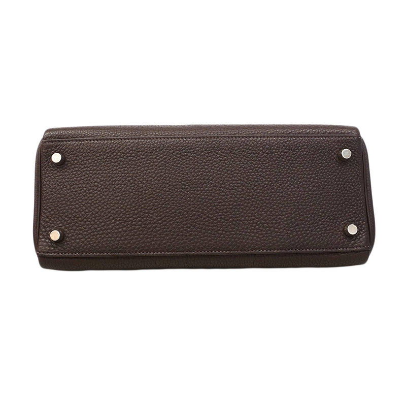 【6fa1927】エルメス ハンドバッグ ケリー28 トゴ ハバナ シルバー金具 □H刻印【中古】レディース