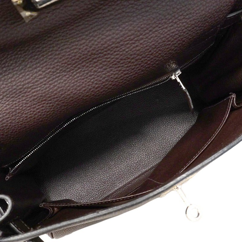 【6fa1927】エルメス ハンドバッグ ケリー28 トゴ ハバナ シルバー金具 □H刻印【中古】レディース