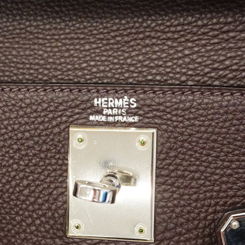 【6fa1927】エルメス ハンドバッグ ケリー28 トゴ ハバナ シルバー金具 □H刻印【中古】レディース