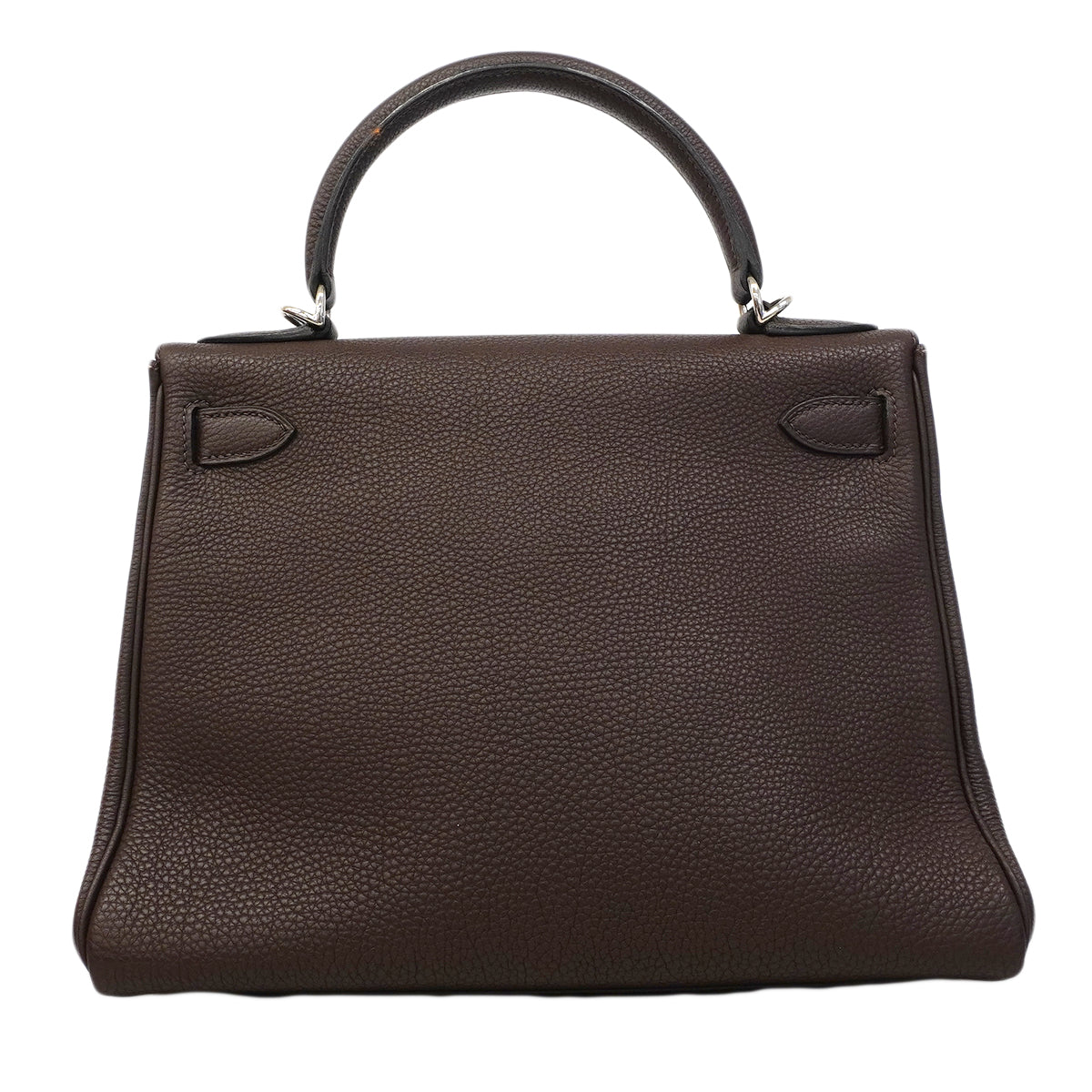 【6fa1927】エルメス ハンドバッグ ケリー28 トゴ ハバナ シルバー金具 □H刻印【中古】レディース