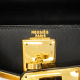 【6fa1928】エルメス ハンドバッグ ケリー28 ボックスカーフ ブラック ゴールド金具 〇U刻印 2wayバッグ【中古】レディース