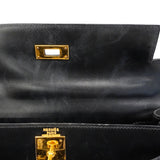 【6fa1928】エルメス ハンドバッグ ケリー28 ボックスカーフ ブラック ゴールド金具 〇U刻印 2wayバッグ【中古】レディース