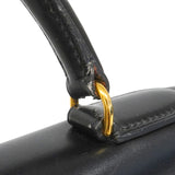 【6fa1928】エルメス ハンドバッグ ケリー28 ボックスカーフ ブラック ゴールド金具 〇U刻印 2wayバッグ【中古】レディース
