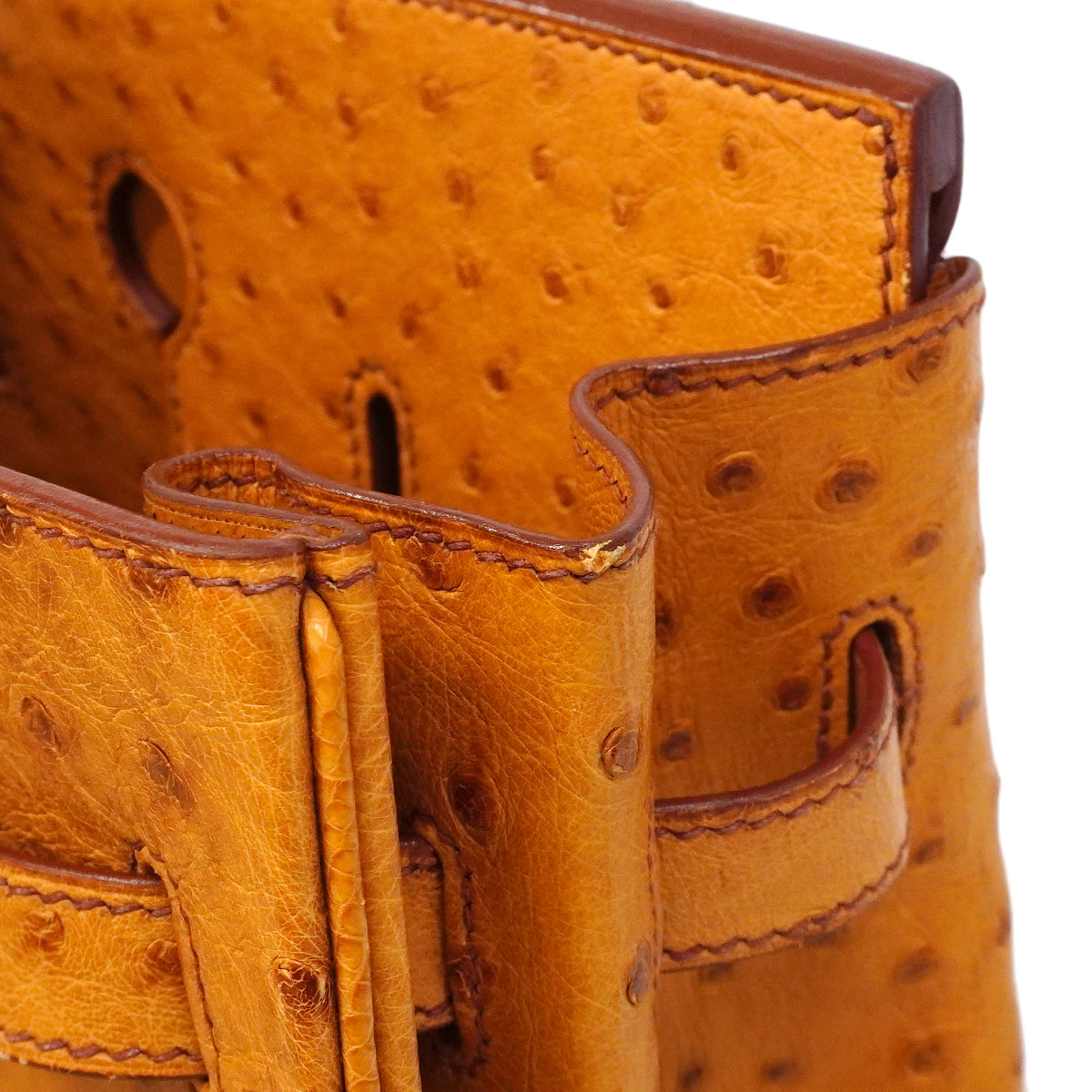 【6fa1929】エルメス ハンドバッグ バーキン35 オーストリッチ チェスナッツ ゴールド金具 □D刻印【中古】レディース