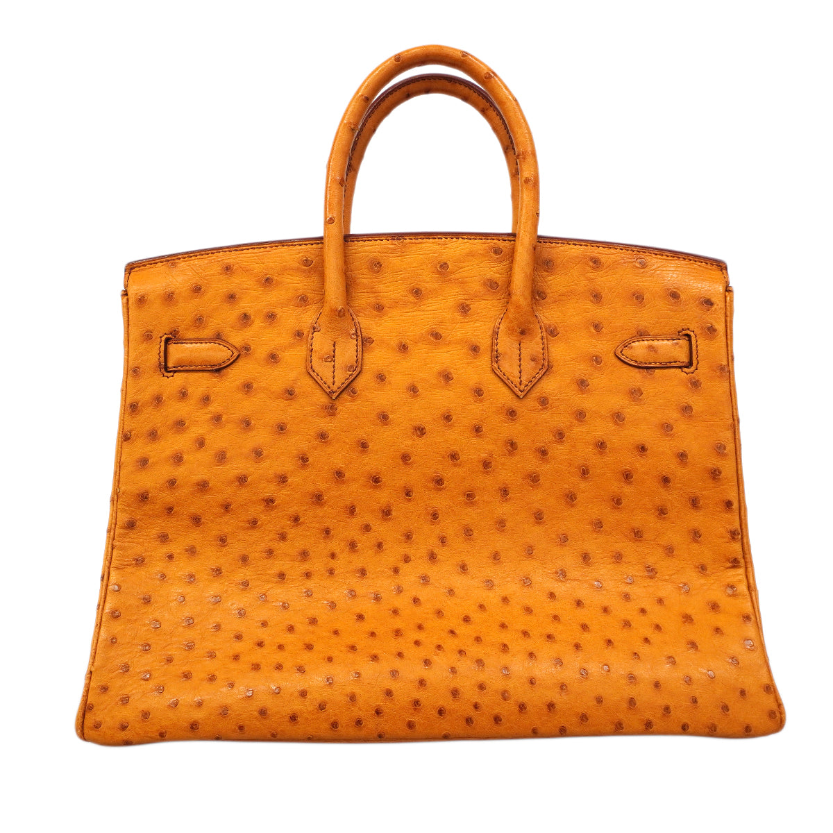 【6fa1929】エルメス ハンドバッグ バーキン35 オーストリッチ チェスナッツ ゴールド金具 □D刻印【中古】レディース