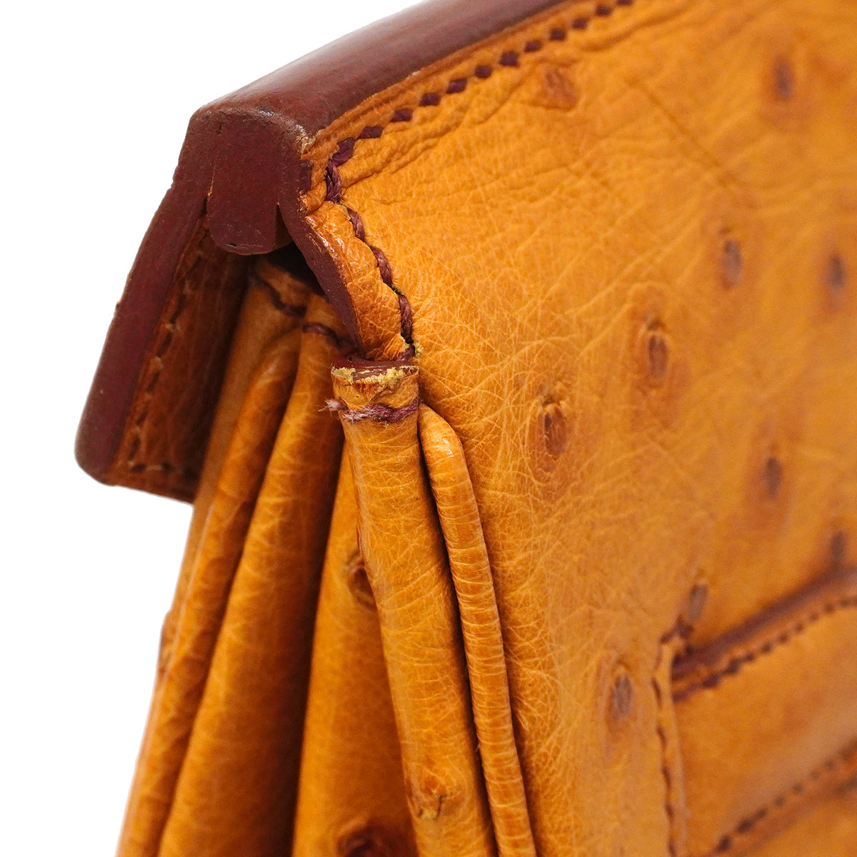 【6fa1929】エルメス ハンドバッグ バーキン35 オーストリッチ チェスナッツ ゴールド金具 □D刻印【中古】レディース