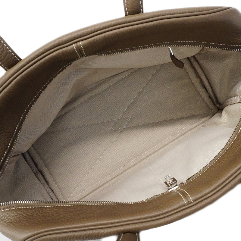 【6fa1934】エルメス ハンドバッグ ヴィクトリア35 トリヨンクレマンス エトゥープ シルバー金具 U刻印【中古】レディース