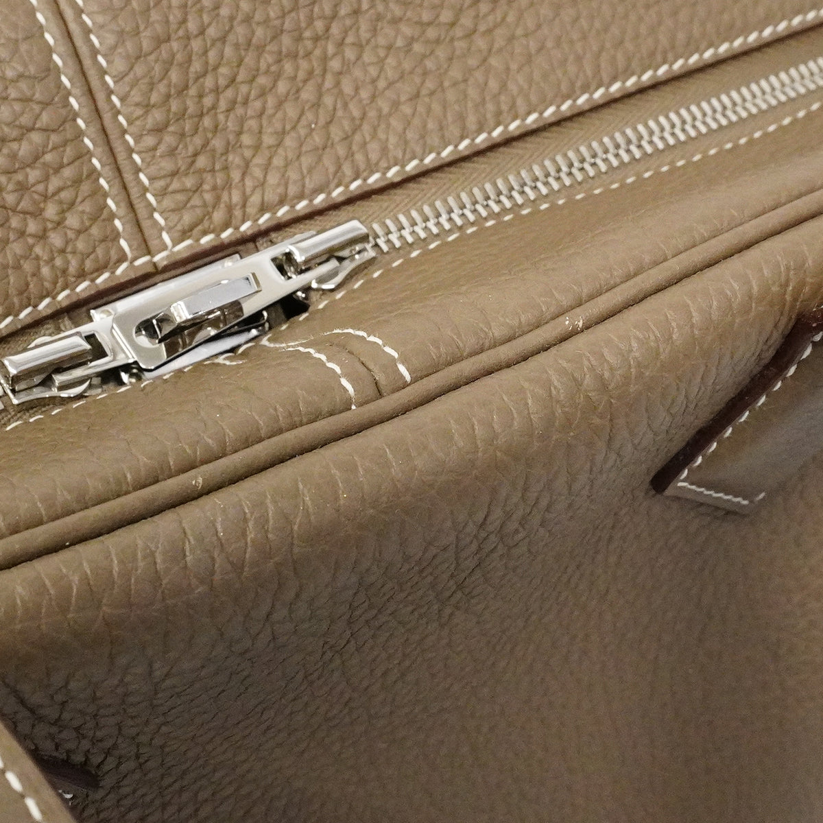 【6fa1934】エルメス ハンドバッグ ヴィクトリア35 トリヨンクレマンス エトゥープ シルバー金具 U刻印【中古】レディース