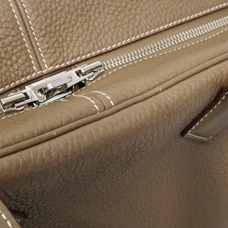 【6fa1934】エルメス ハンドバッグ ヴィクトリア35 トリヨンクレマンス エトゥープ シルバー金具 U刻印【中古】レディース
