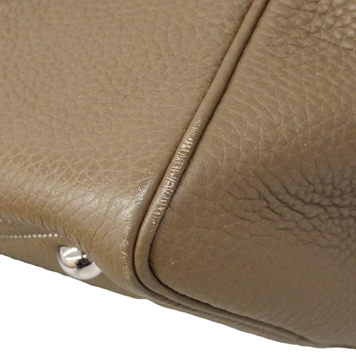 【6fa1934】エルメス ハンドバッグ ヴィクトリア35 トリヨンクレマンス エトゥープ シルバー金具 U刻印【中古】レディース