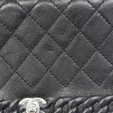 【6fa1935】シャネル ショルダーバッグ マトラッセ チェーンショルダー レザー ブラック シルバー金具【中古】レディース