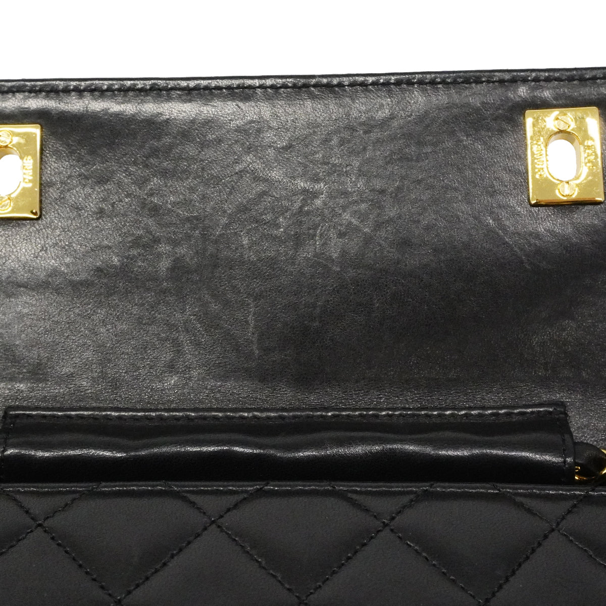 【6fa1945】シャネル ショルダーバッグ マトラッセ チェーンショルダー ラムスキン ブラック ゴールド金具【中古】レディース